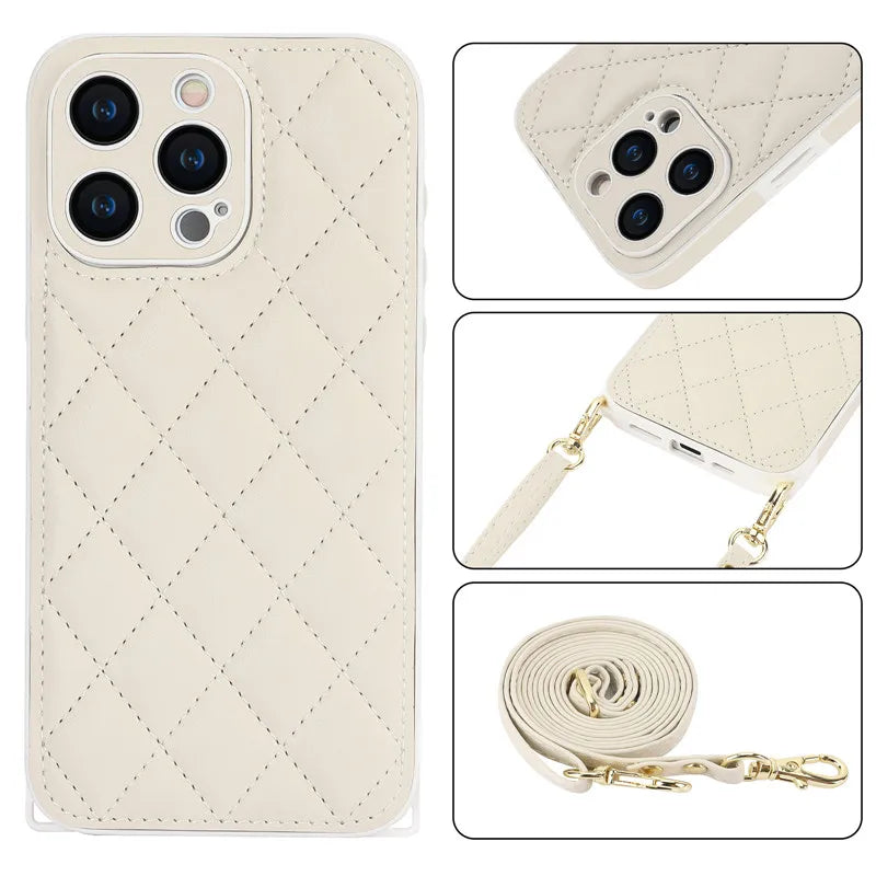 Crossbody Shoulder Strap Leather Phone Case For iPhone