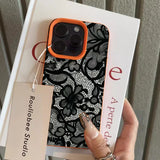 Black Lace Pattern Shockproof Soft Phone Case For iPhone