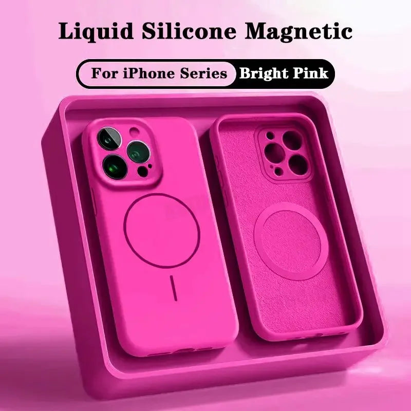 Microfiber Liquid Silicone Magnetic Case for iPhone