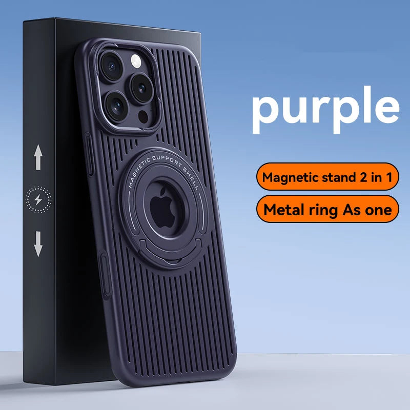 Magnetic Hidden Holder Heat Dissipation Phone Case for IPhone