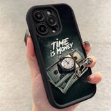 "Time is Money" Printed Soft Phone Case For iPhone