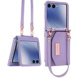 Leather Wallet Case With Wrist Strap for Samsung Z Flip