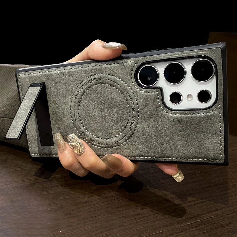 Luxury Leather Magnetic Fold Stand Holder Case For Samsung