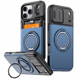 Armor Reinforced Shock‑Absorbent Case With Card Slot & Stand for iPhone