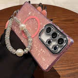 Aurora Shell Pattern Lanyard Magnetic Glitter Case For Samsung