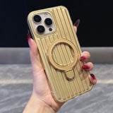 Glossy Corrugated Stripe Magnetic Case For iPhone