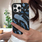 Ocean Shark Whale Pattern Leather Texture TPU Phone Case For iPhone