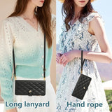 Leather Diamond Grid Crossbody Wallet Phone Case For Samsung