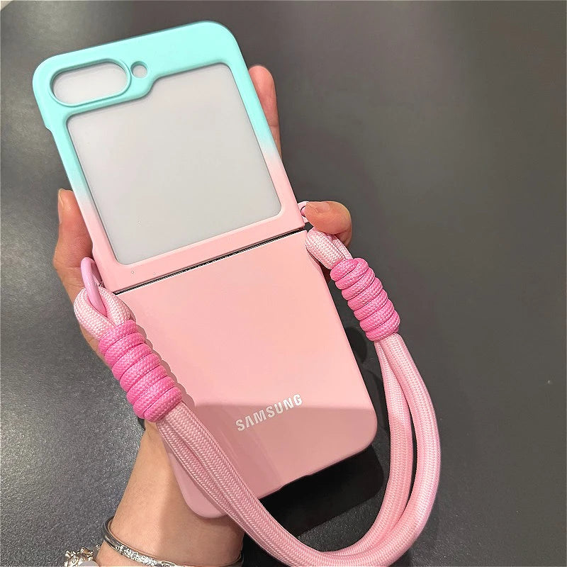 Lanyard Gradient Color Case For Samsung Galaxy Z Flip 6 5 4 3