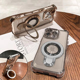 Luxury Shockproof Plating Bracket Magnetic Phone Case for iPhone