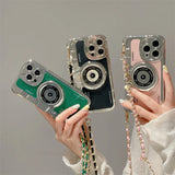 Retro Camera With Lanyard Leather Case For iPhone