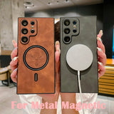 Leather Elk Magnetic Charging Case for Samsung