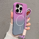 Liquid Silicone Gradient Colorful Hand Strap Magnetic Case for iPhone