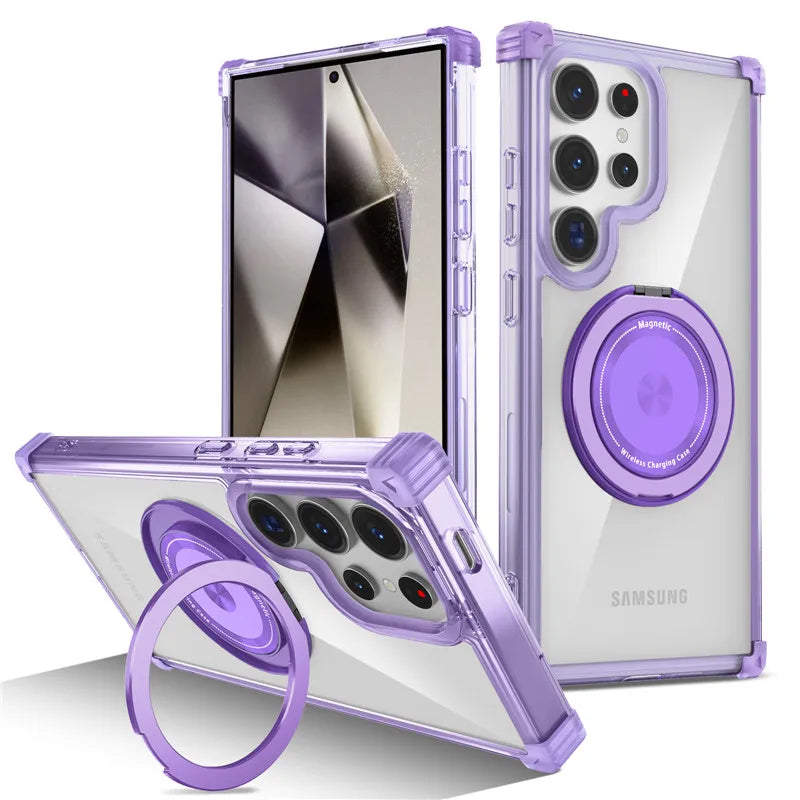 Ring Holder Magnetic Clear Case For Samsung