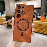 Leather Elk Magnetic Charging Case for Samsung