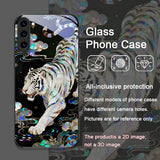Stylish Tiger Dragon Texture Printed Tempered Glass Case for Samsung