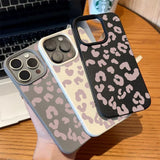 Pink Leopard Print Lichee Pattern Silicone Cover for iPhone