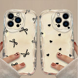 Black Bowknot Heart Shockproof Silicone Phone Case for iPhone