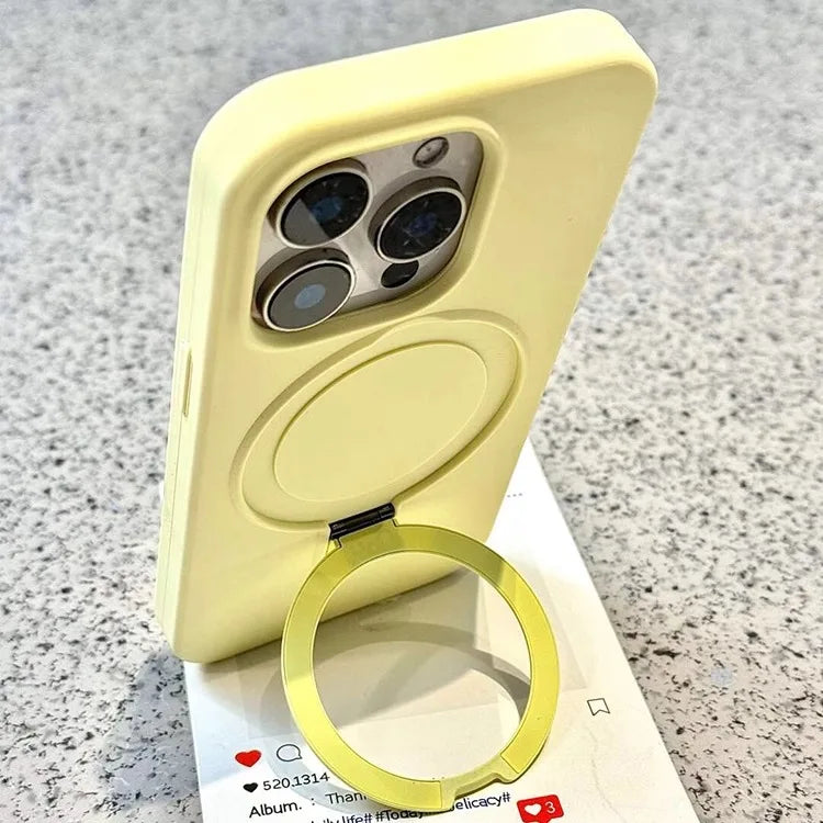 Luxury Liquid Silicone Stand Ring Holder Magnetic Case For iPhone
