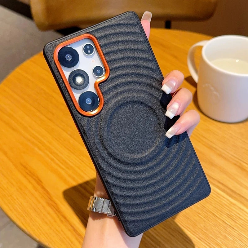 Magnetic Ripple Pattern Leather Case For Samsung