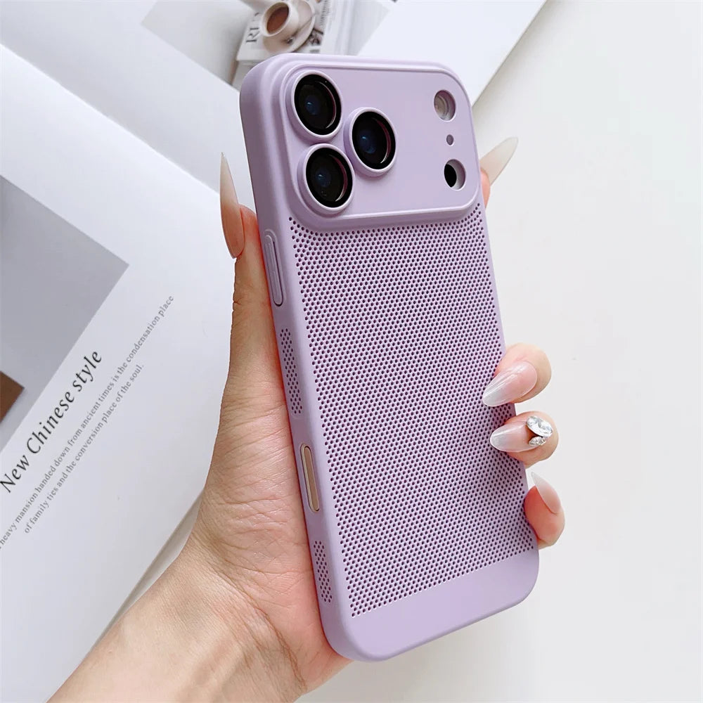 Grid Shell Electroplated Cooling Dissipation Shockproof Case for iPhone