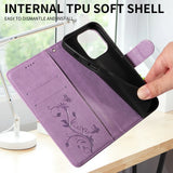 Butterfly & Flower Pattern Leather Flip Wallet Case for iPhone