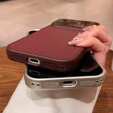 Litchi Leather Lens Protector Shockproof Case for iPhone