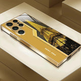 Eiffel Tower Pattern Electroplated Tempered Glass Case For Samsung
