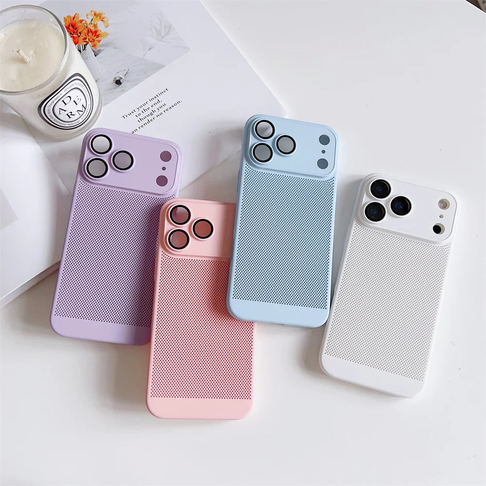 Grid Shell Electroplated Cooling Dissipation Shockproof Case for iPhone