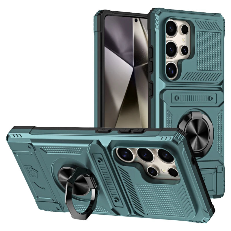 Wallet Magnetic Rotated Ring Kickstand Case For Samsung