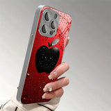 Red Water Drop Apple Pattern Glass Case For iPhone