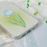 Tulip Design Silicone Phone Case with Wrist Strap for iPhone