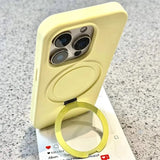 Luxury Liquid Silicone Stand Ring Holder Magnetic Case For iPhone