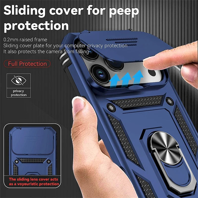 Camera Lens Protector Magnetic Ring Stand Case For iPhone