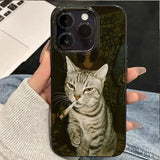 Fashion Kitten Smoking Pattern Soft Phone Case For iPhone