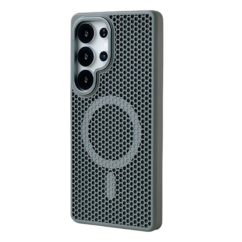 Honeycomb Grid Mesh Cooling Magnetic Phone Case For Samsung
