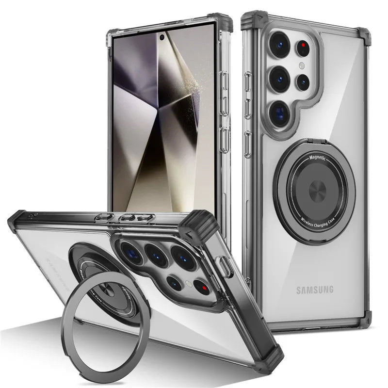Ring Holder Magnetic Clear Case For Samsung