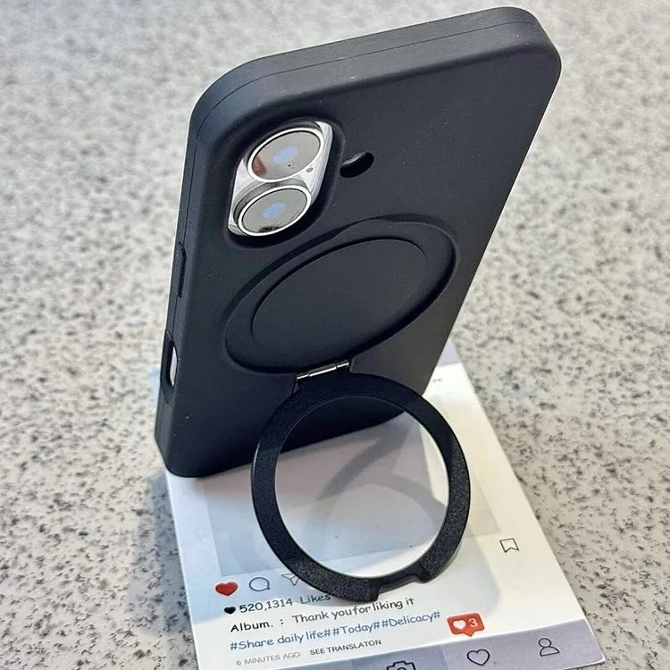 Luxury Liquid Silicone Stand Ring Holder Magnetic Case For iPhone