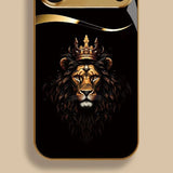 Cool Crown Lion Gold Glass Case for iPhone