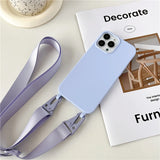 Crossbody Lanyard Matte Silicone Necklace Strap Case for iPhone