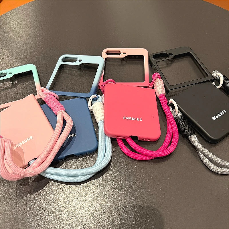 Lanyard Gradient Color Case For Samsung Galaxy Z Flip 6 5 4 3