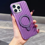 Glossy Corrugated Stripe Magnetic Case For iPhone