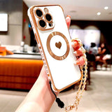 Magnetic Plating TPU Wrist Lanyard Phone Case For iPhone
