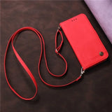 Luxury Leather Flip Crossbody Wallet Case for iPhone