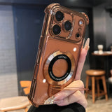 Plating Magnetic With Stand Shockproof Case For iPhone