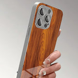 Wood Texture Pattern Tempered Glass Plating Case for iPhone