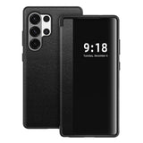 Leather LED View Flip Shockproof Case For Samsung