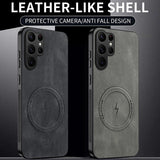 Luxury Leather Magnetic Shockproof Case For Samsung