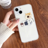 Funny Cartoon Working Cats and Dogs Clear Phone Case For iPhone