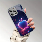 Colorful Apple Pattern Plating Glass Phone Case For iPhone